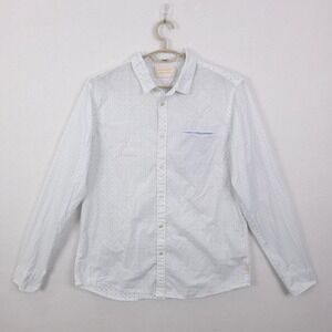 Scotch & Soda Button Down Shirt Mens XXL White Blue Micro Dot Regular Fit Cotton